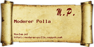 Moderer Polla névjegykártya